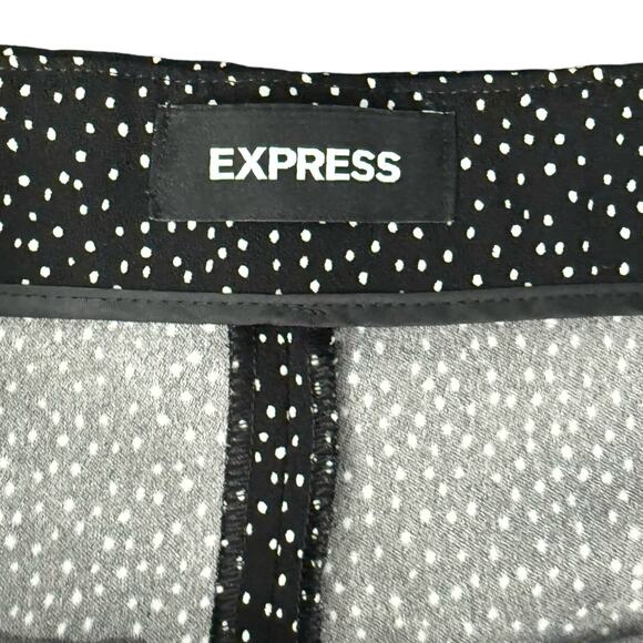 Express Black White Polka Dot Tapered Pleated Ankle High Rise Dress Pants sz 14 - Picture 6 of 11